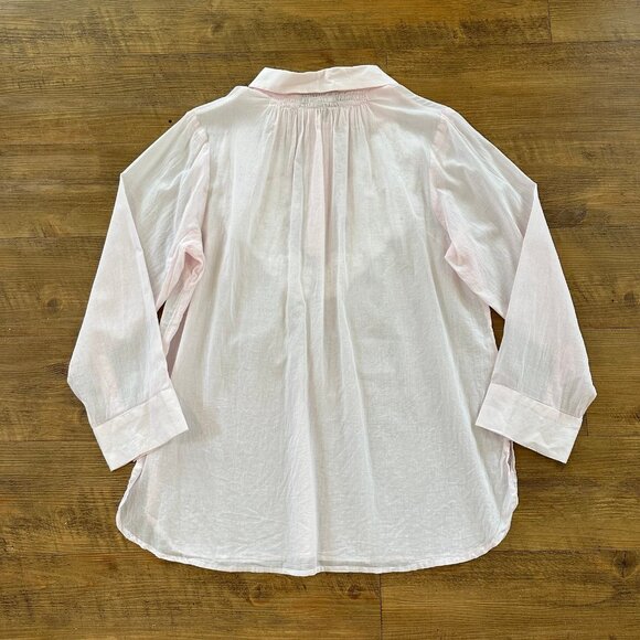 Gretchen Scott Womens Sheer Pink Embroidered Top Size Medium Button Boho Coastal - Picture 5 of 9